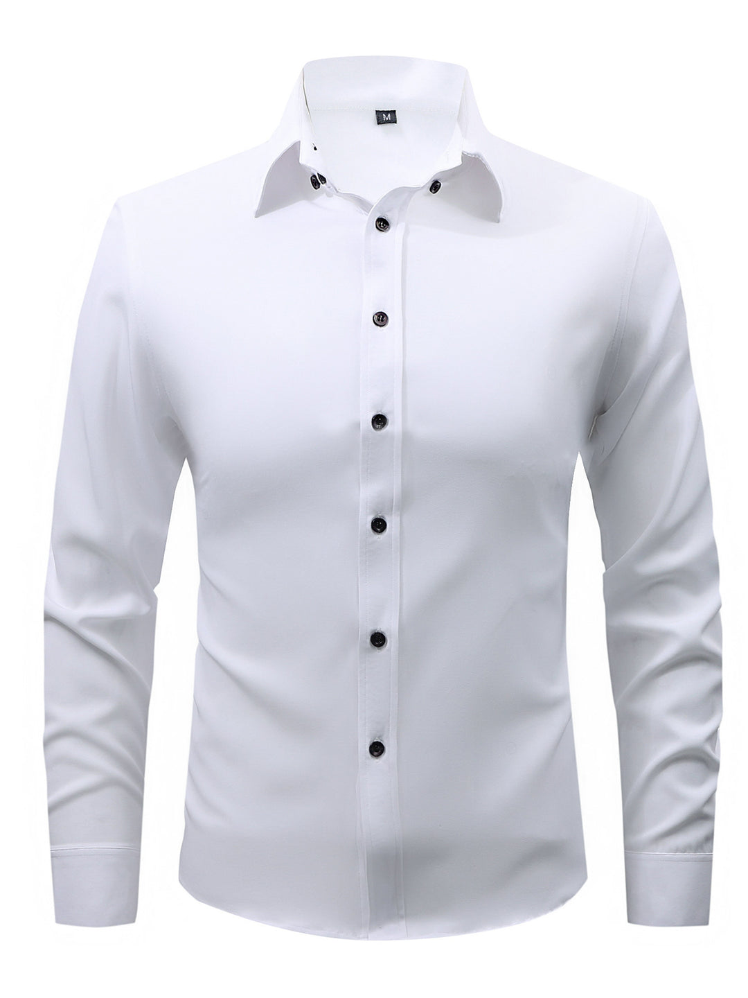 Men's  slim fit long sleeve stretch cotton dress shirt with spread collar Drune
