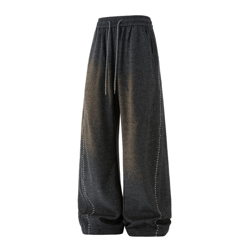 Damen Weite Lounge‑Hose aus Sweatstoff mit Kordelzug, Ziernähten und elastischem Bund Drune