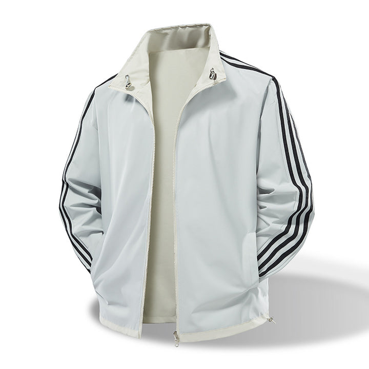 Herren  leichte Trackjacke mit Kontrast-Dreistreifenärmeldetail Drune