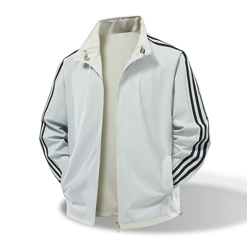 Herren  leichte Trackjacke mit Kontrast-Dreistreifenärmeldetail Drune