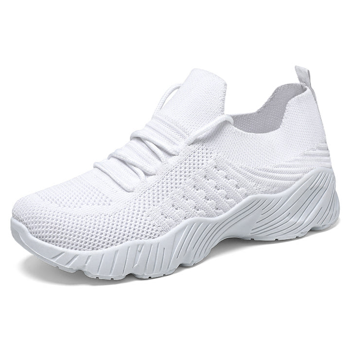 Damen nan nahtloser Strick-Sneaker mit elastischem Einstieg, gepolsterter EVA-Keilsohle und Zuglasche Drune