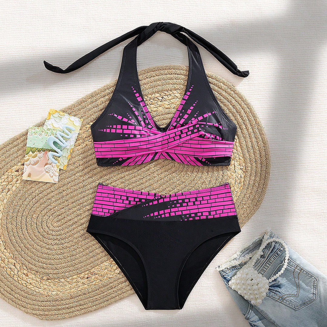 Damen Triangel-Bikini mit modischem Schnitt und graphischem Design Drune