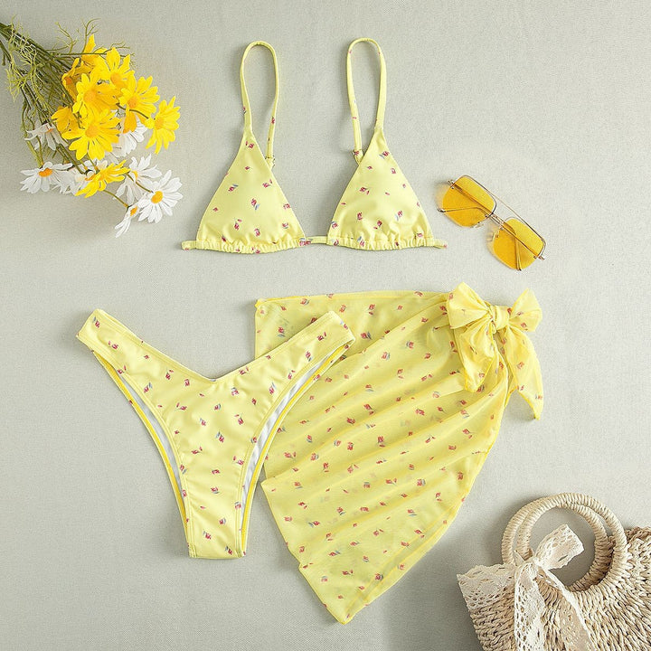 Damen Triangel-Bikini mit elegantem Chiffonüberwurf Drune