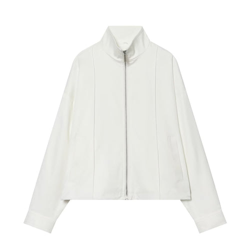 Damen Cropped‑Kastige Übergangsjacke mit Funnelkragen und durchgehendem Reißverschluss Drune