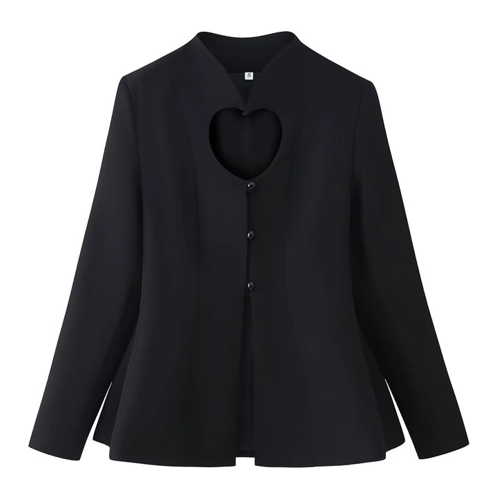 Damen nan Bluse mit herzförmigem Ausschnitt, verdeckter Knopfleiste und ausgestelltem Saum Drune