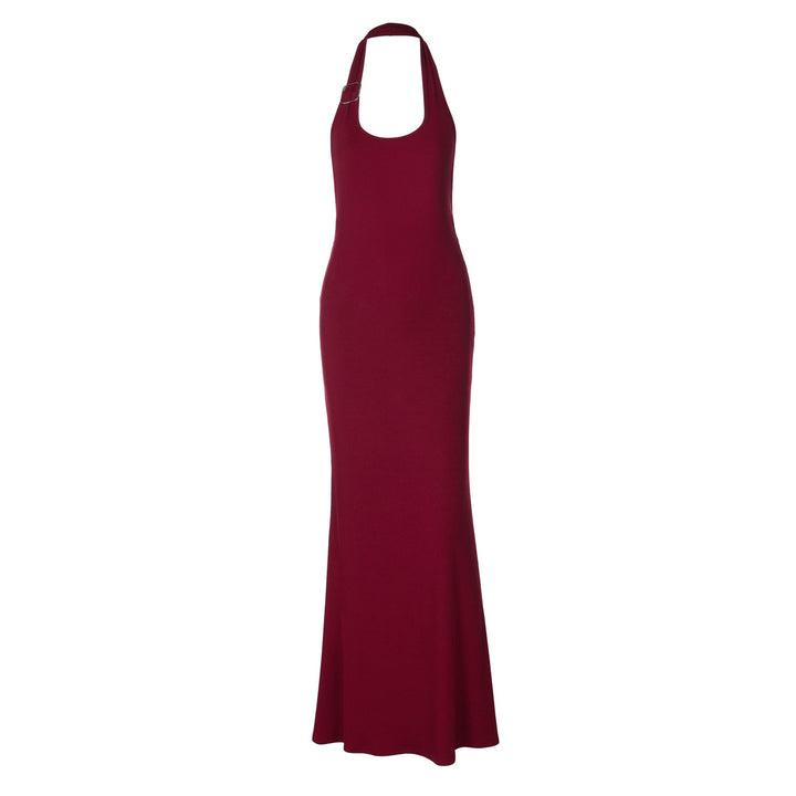 Damen Elegantes Maxikleid mit Halterneck und figurbetontem Design Drune