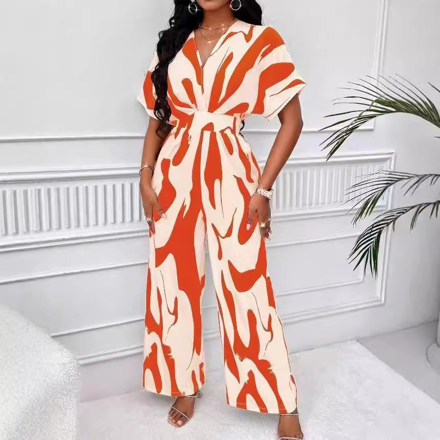 Damen Eleganter Jumpsuit mit weit geschnittenem Bein und raffiniertem Design Drune