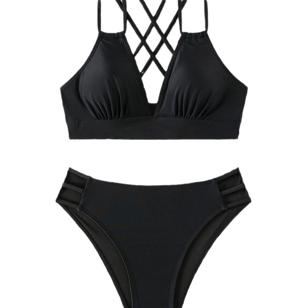 Damen Triangel-Bikini mit geflochtenen Trägern und hohem Schnitt Drune