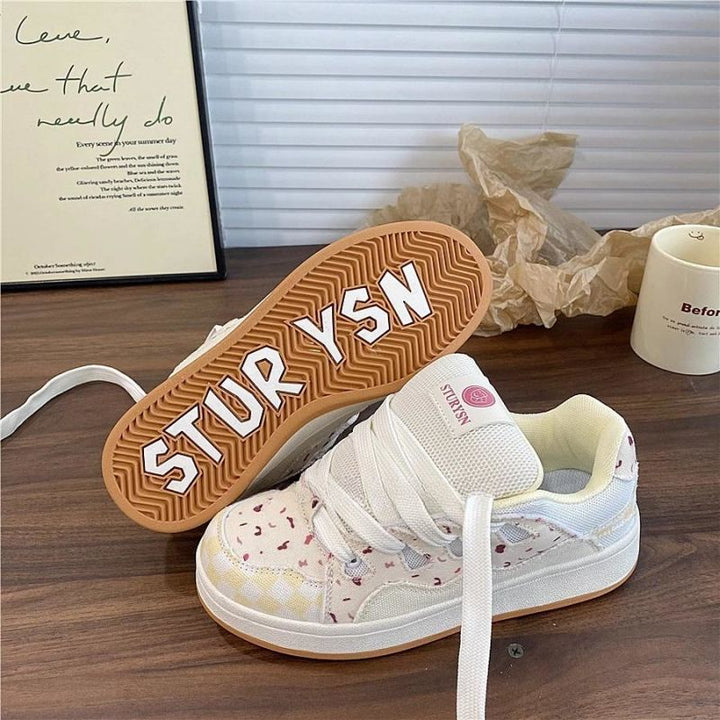 Damen Sneaker mit floralem Design und extra dicker Sohle Drune