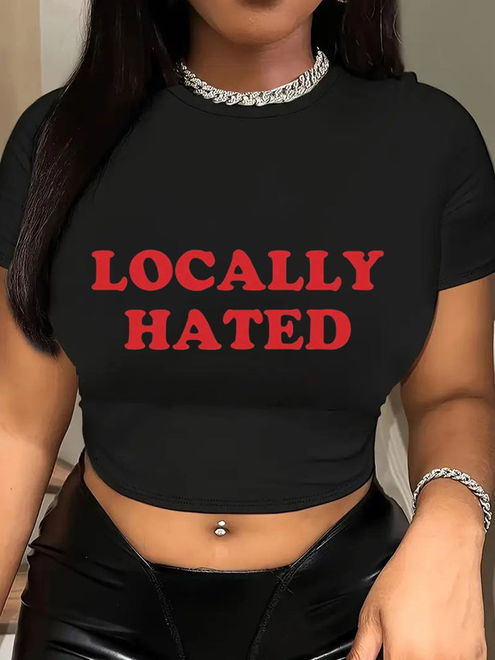 Damen Crop-T-Shirt mit fröhlichem Kirschmotiv Drune