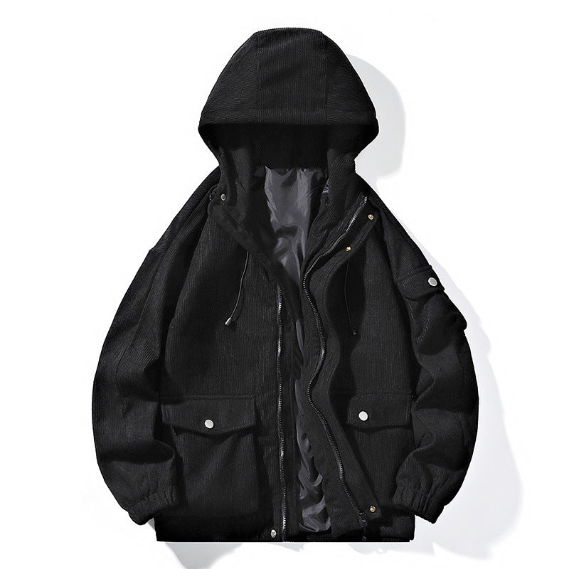 Herren Modische Outdoorjacke mit Kapuze Drune