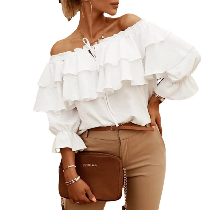 Damen Off-Shoulder Bluse mit Rüschendesign Drune