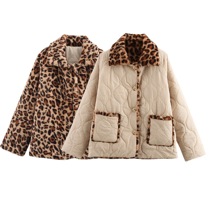 Damen gesteppte Jacke mit kuscheligem Leo-Kragen und praktischen Taschen Drune