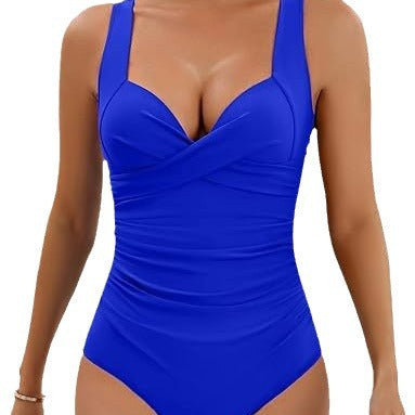 Damen Einteiliger Badeanzug mit elegantem Wickel-Design und stützenden Trägern Drune