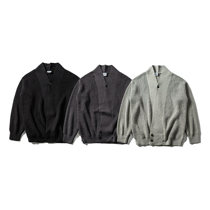 Herren Strickcardigan mit Schalkragen und asymmetrischer Knopfleiste Drune