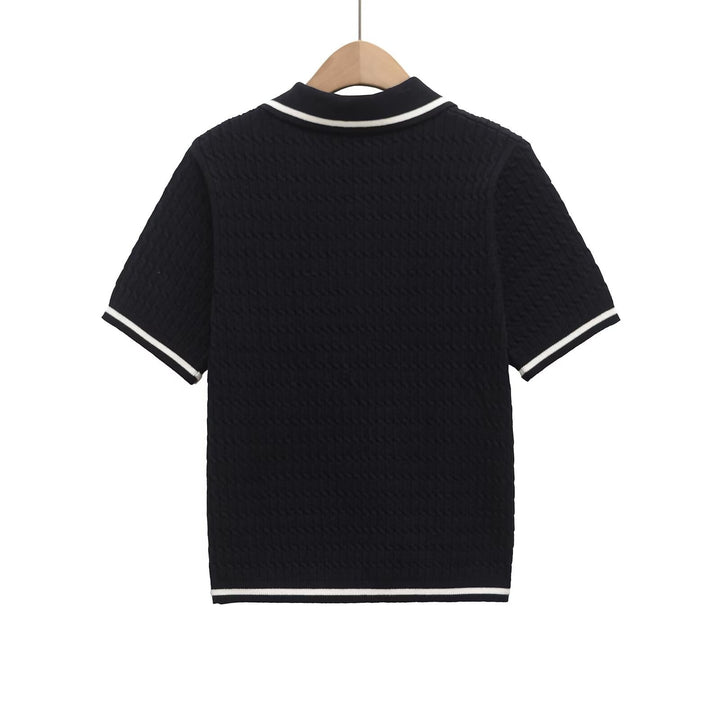 Damen Poloshirt mit strukturiertem Material und edlen Knopfdetails Drune