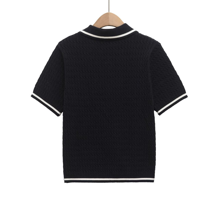 Damen Poloshirt mit strukturiertem Material und edlen Knopfdetails Drune