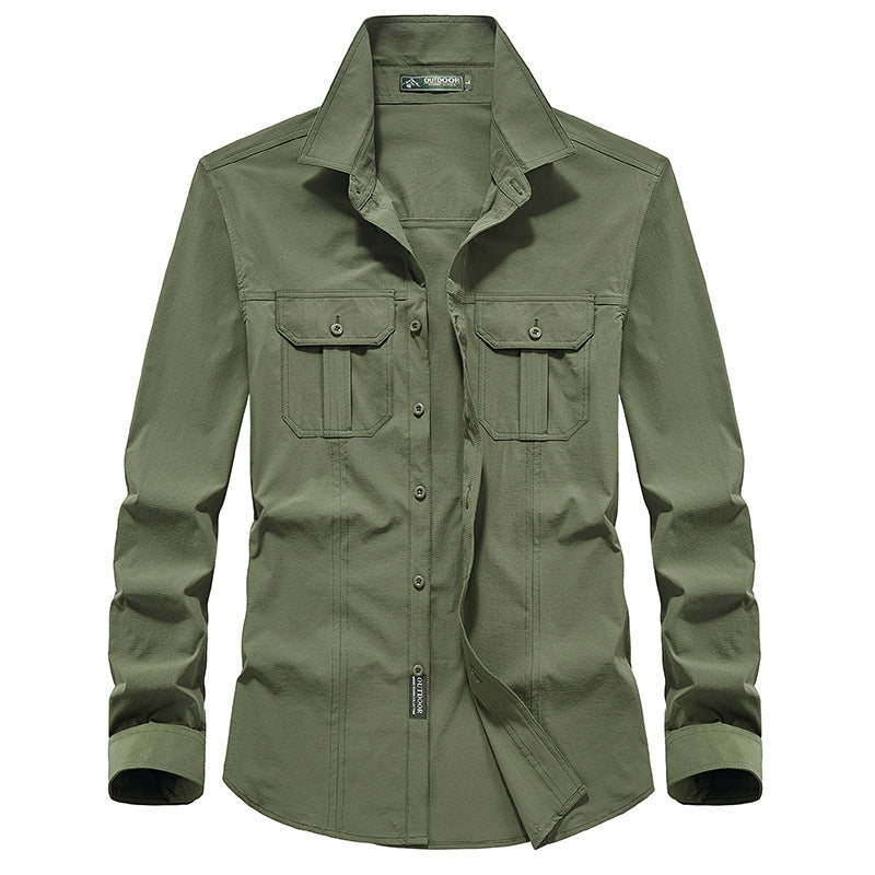 Herren Outdoor-Hemd mit Brustklappen, Ripstop-Gewebe und Regular-Fit Drune