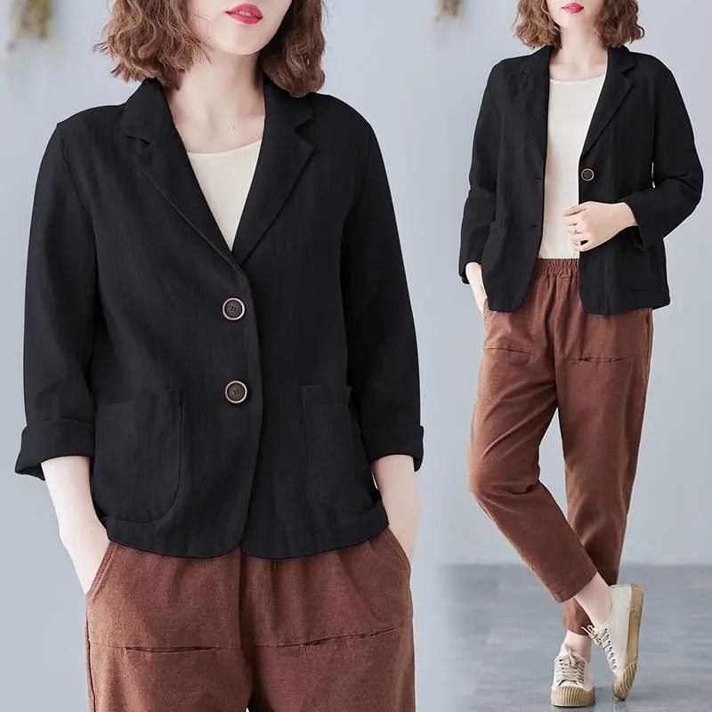 Damen lässiger blazer mit modischen Kontrastknöpfen Drune
