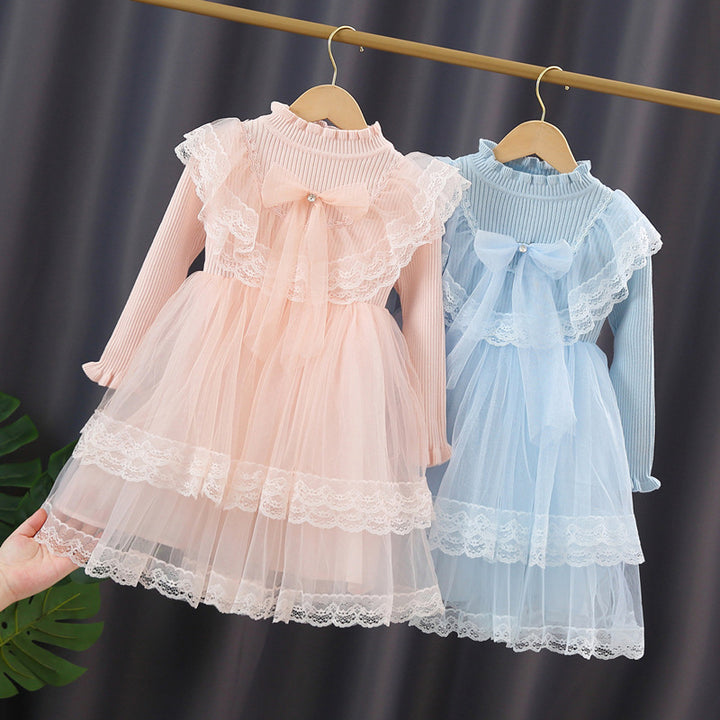 Mädchen Festliches Kleid mit Rüschenkragen und Tüllrock Drune