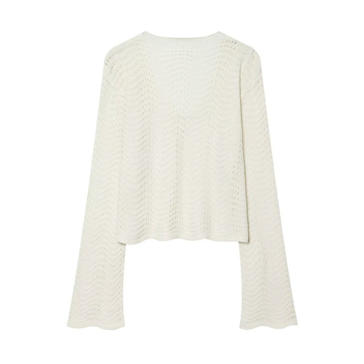 Damen Gestricktes Zweiteiler-Set mit V-Ausschnitt Croppedpullover und Midirock Drune