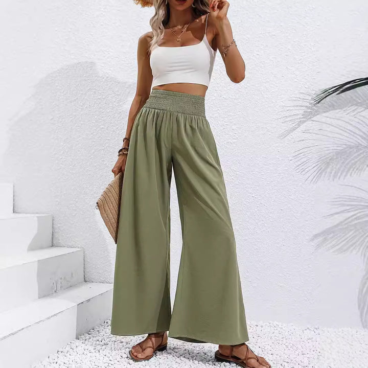 Damen weite Palazzo-Hose mit elastischem Bund und lässigem Schnitt Drune