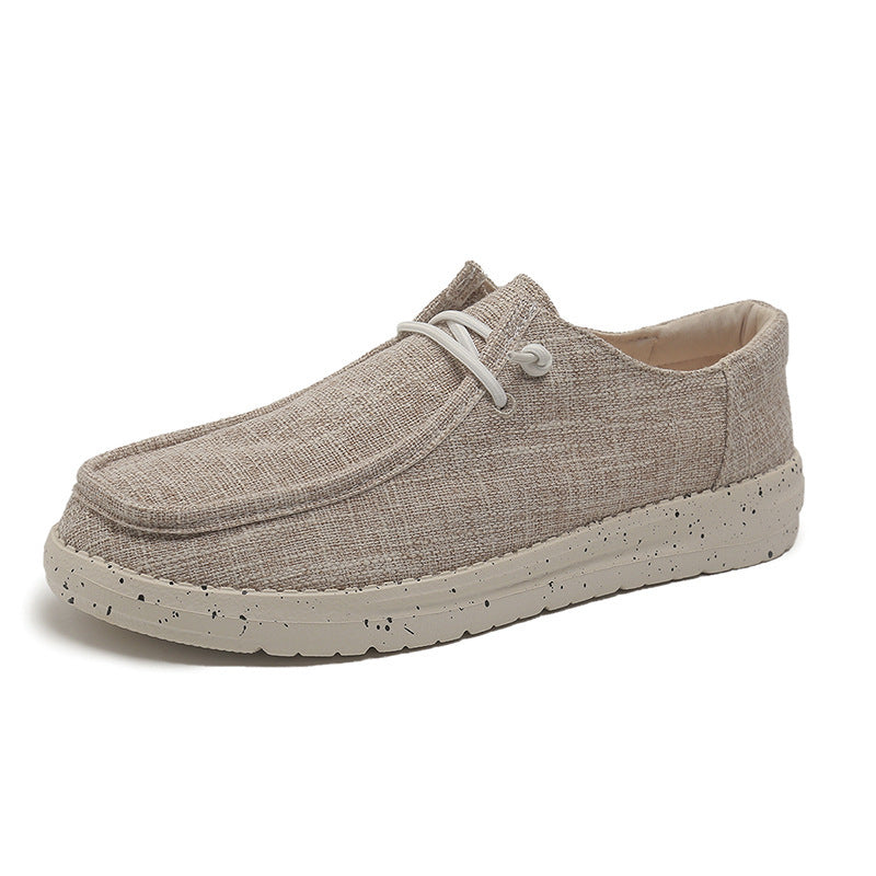 Herren Legerer Canvas-Mokassin-Slipper mit geflochtener Schnürung und gefleckter EVA-Sohle Drune