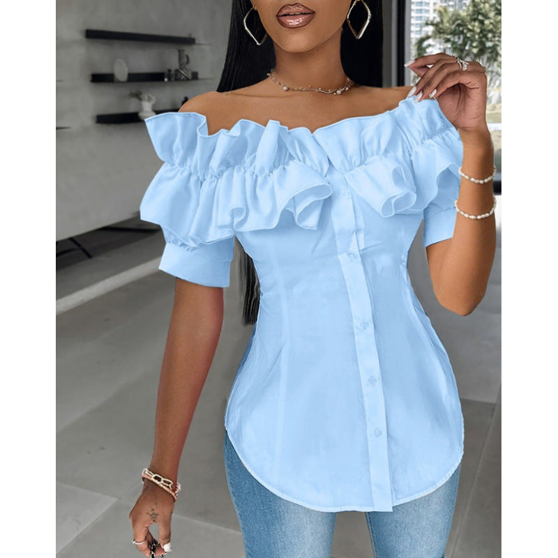 Damen Off-Shoulder Rüschbluse Drune