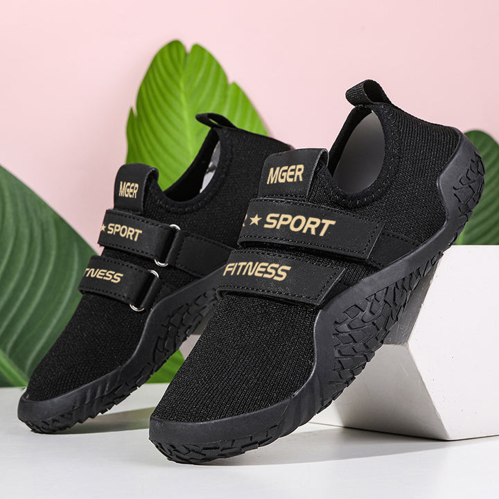 Damen nan atmungsaktive Klett-Sneaker mit flexibler rutschfester Gummisohle Drune