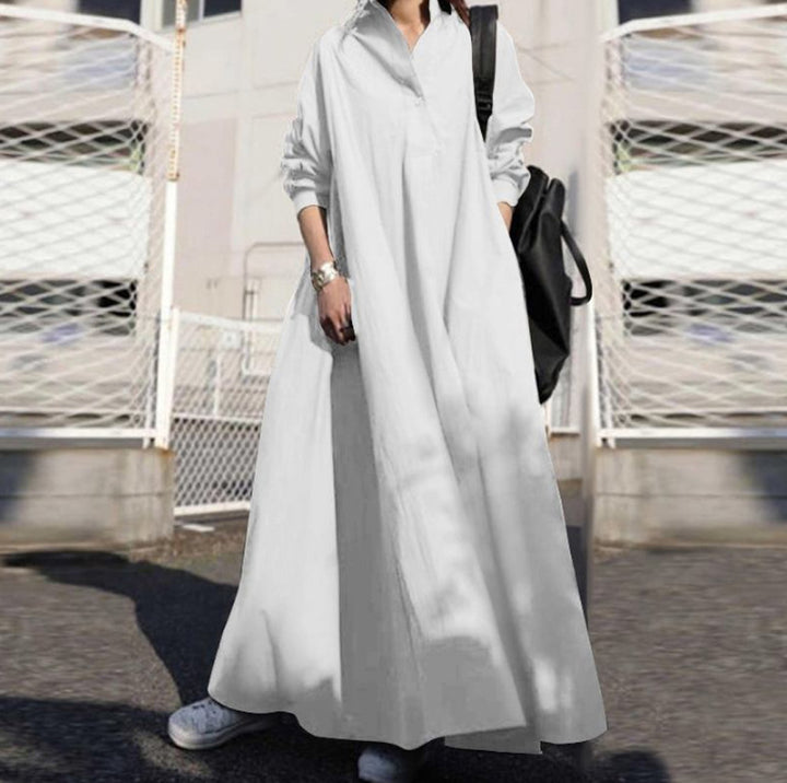 Damen Oversize-Hemdblusenkleid in A-Linie mit Hemdkragen Drune