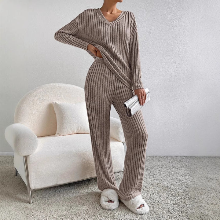 Damen Relaxed Loungewear-Set mit Rippenstruktur Drune