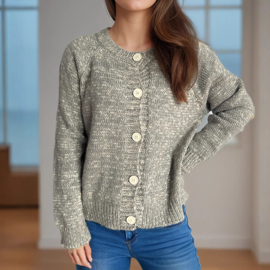 Damen lässiger Strickcardigan mit großen Knopfdetails und weichem Material Drune