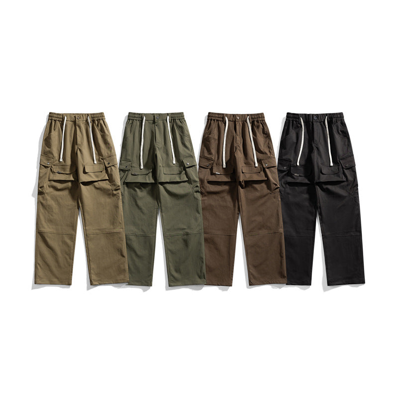 Herren Breit geschnittene Cargo-Hose mit elastischem Bund, Klappentaschen und Kniepaneelen Drune