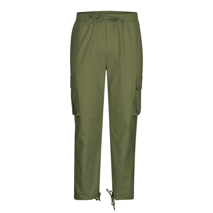Damen nan lässige Cargo-Hose mit elastischem Kordelzugbund, Klappentaschen und verstellbaren Knöchelschnüren Drune