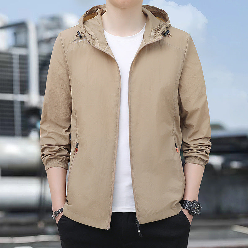 Herren Leichte Windbreaker-Jacke mit verstellbarer Kapuze Drune