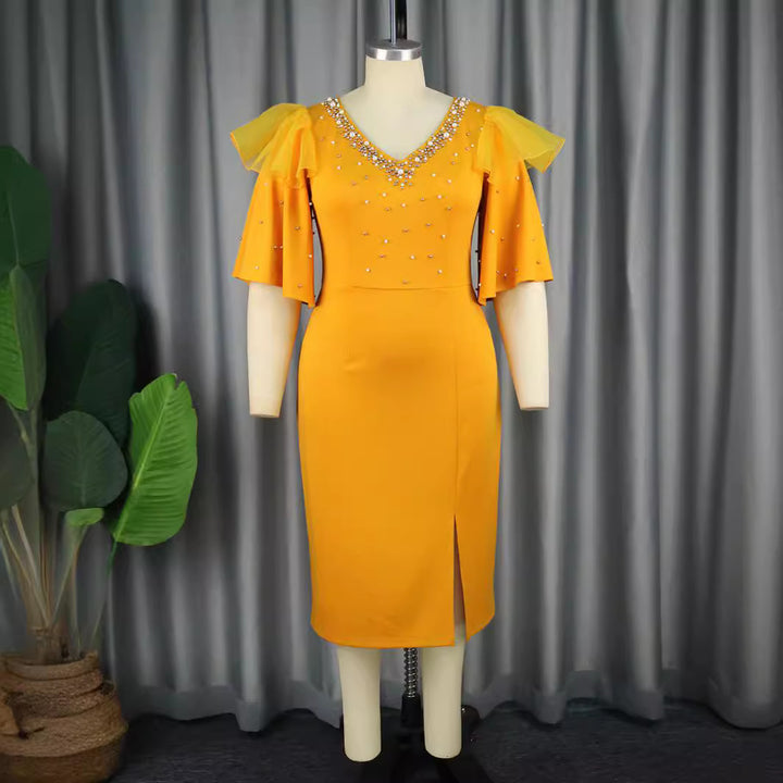Damen Elegantes Cocktailkleid mit funkelnden Applikationen Drune