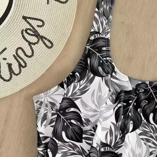 Damen Einteiliger Badeanzug mit floralem Oberteil Drune