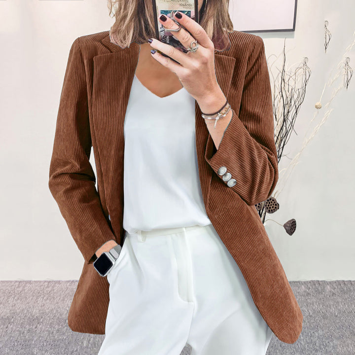 Damen Cordblazer im Oversized-Schnitt mit Revers und Schmuckknöpfen Drune
