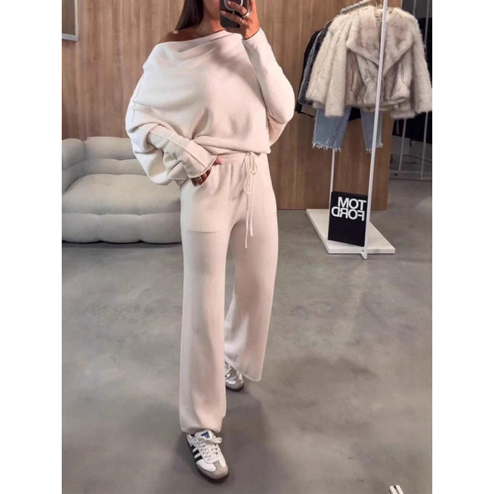 Damen bequeme Loungewear aus weichem Strickmaterial mit weitem Schnitt Drune