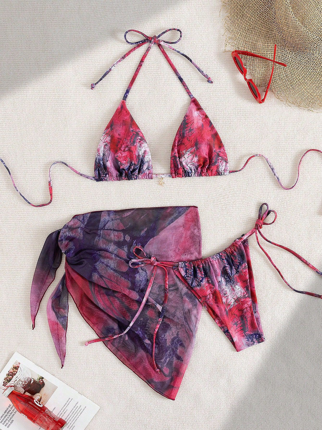 Damen Triangel-Bikini mit floralem Design Drune