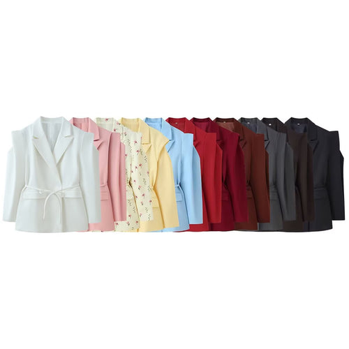 Damen Blazer mit Cut-Out‑Schultern, Taillengürtel und Pattentaschen Drune