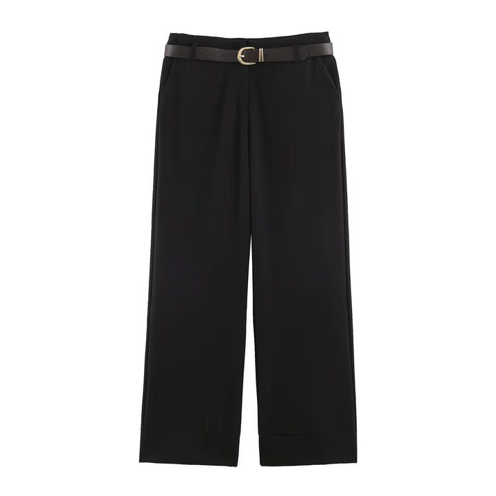 Damen Hochtaillierte Culottehose mit weitem Bein, Bügelfalte und Umschlagsaum Drune