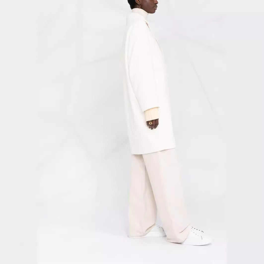Damen Oversize Wollmix‑Mantel mit überschnittener Schulter und minimalistischer Knopfleiste Drune