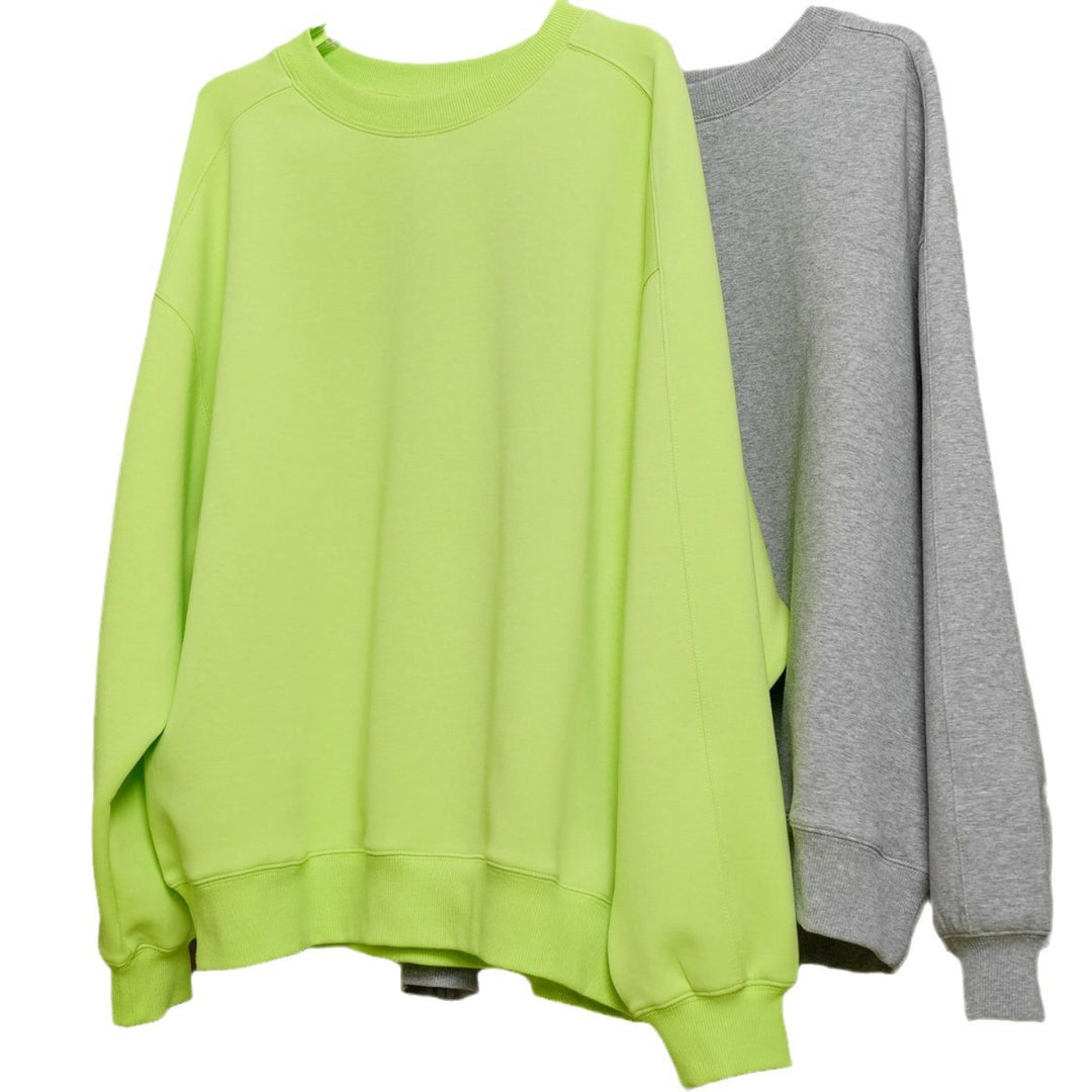 Damen Relaxed-Sweatpullover mit verstärktem Rundhalsausschnitt und Baumwoll-Fleece Drune