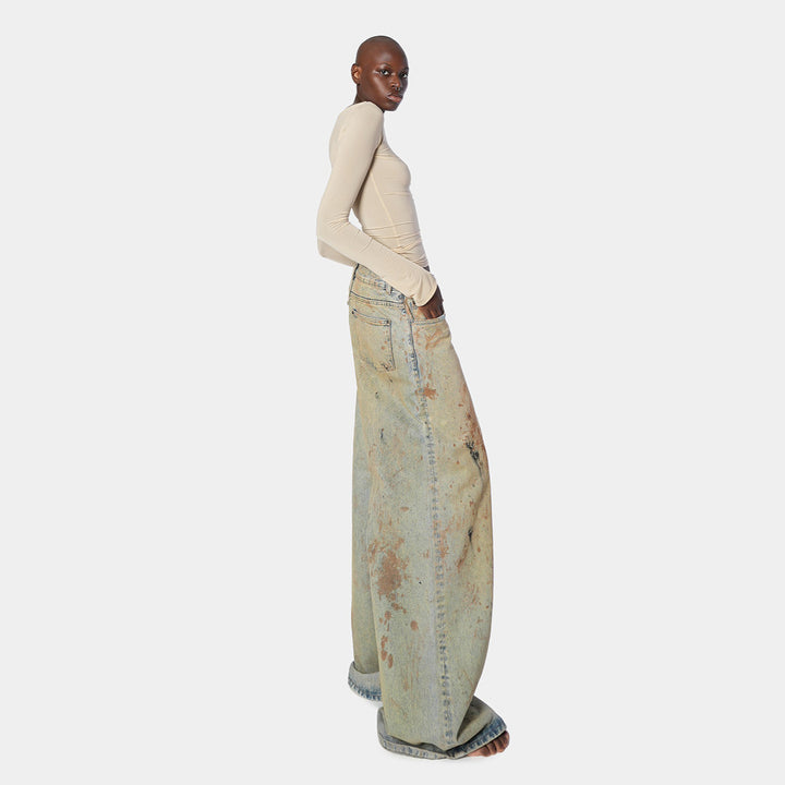 Damen Weite Jeans mit Kunstwerk-Design Drune