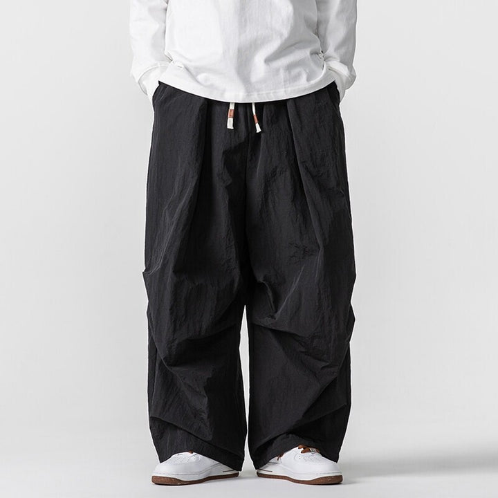 Herren Weite Utility-Loungehose mit überlappenden Falten und Kordelzugbund Drune