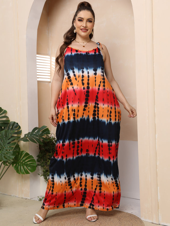 Damen luftiges Maxikleid mit buntem Batikmuster Drune