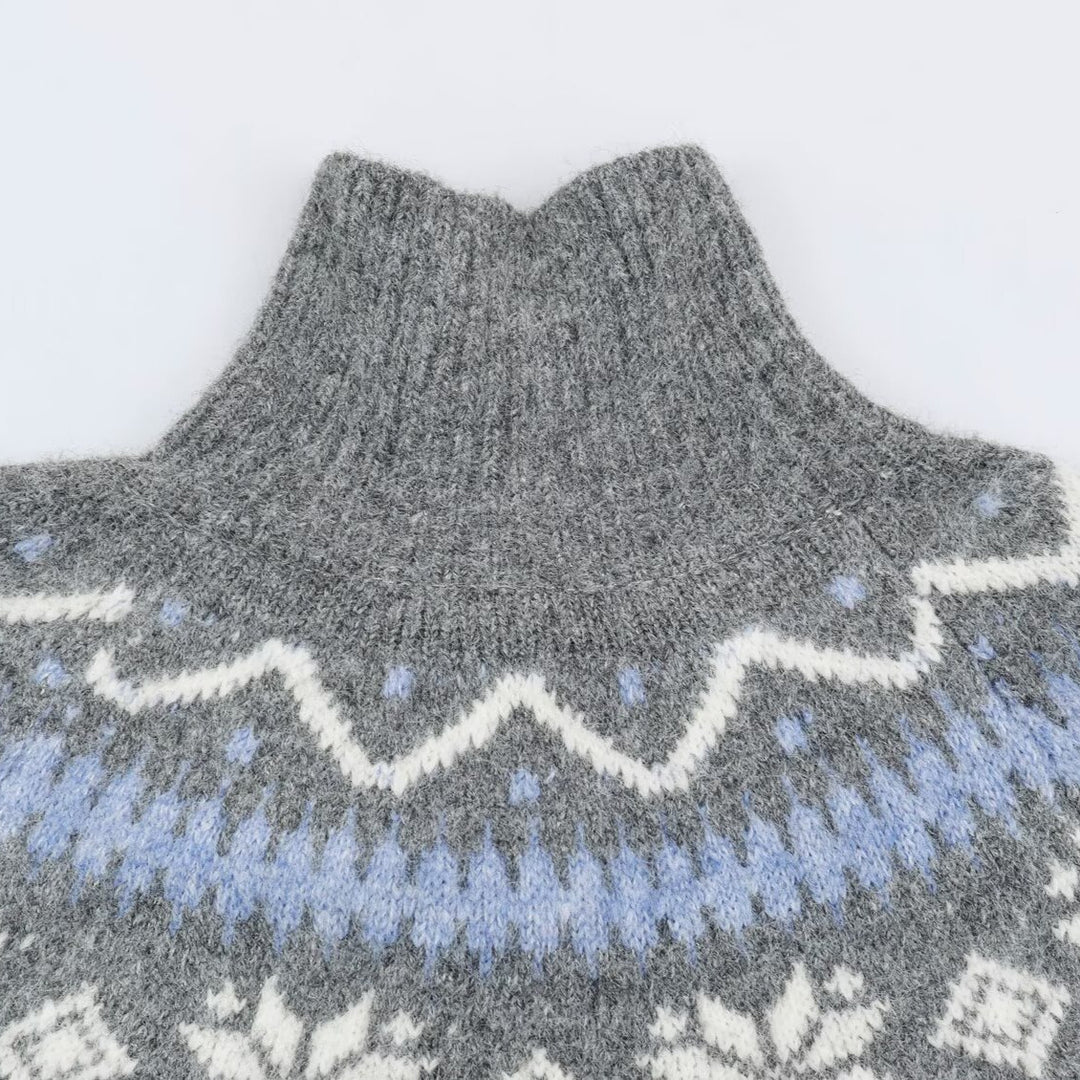 Damen Norweger-Strickjacke mit Stehkragen und Holzknopfverschlüssen Drune
