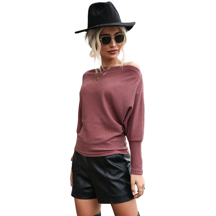 Damen Off-Shoulder Strukturstrickpullover mit weitem Carmenausschnitt Drune