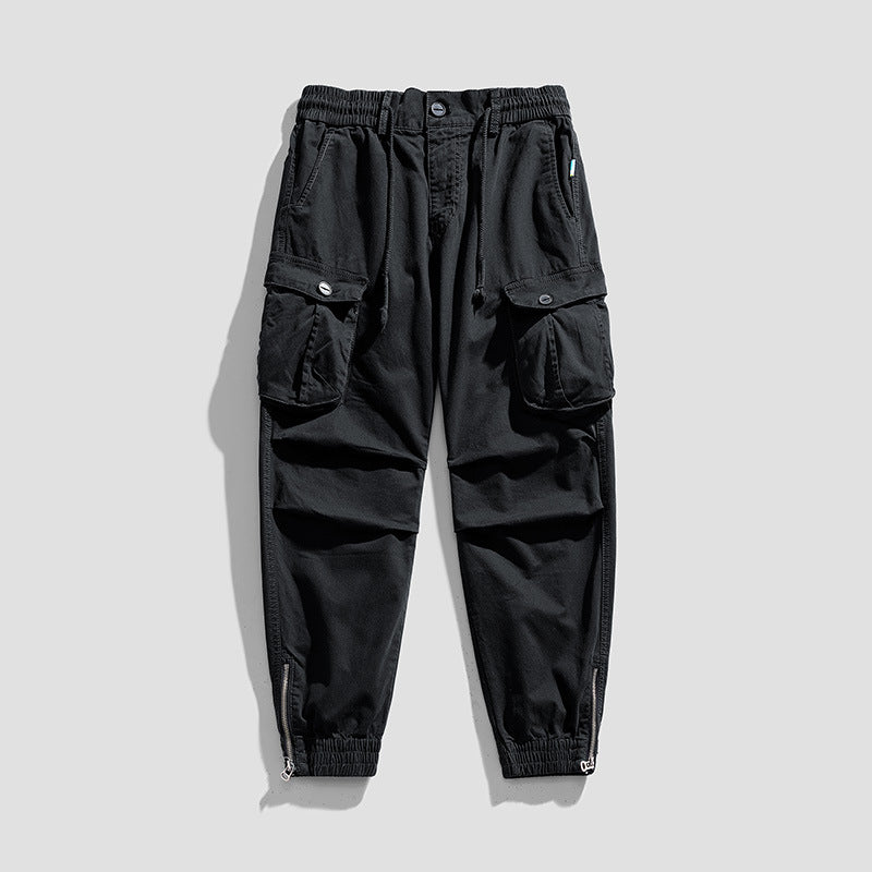 Herren Multifunktionale Zip‑Cargo‑Jogginghose mit Knieabnähern und elastischem Tunnelzugbund Drune